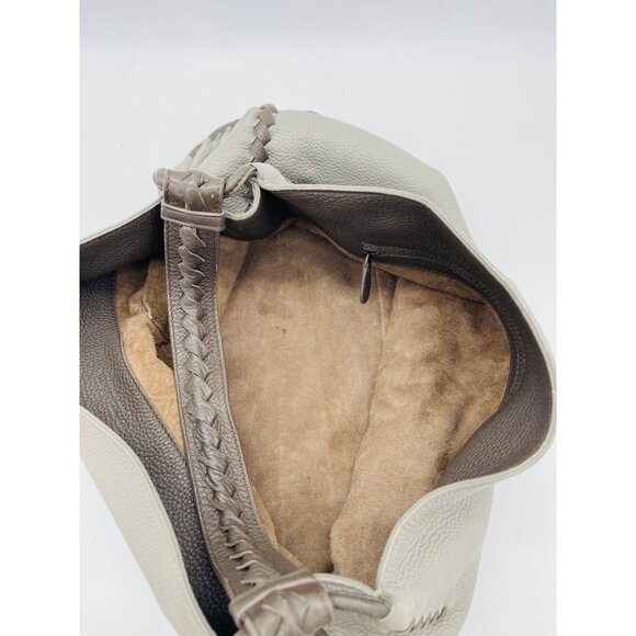 BOTTEGA VENETA Leather Hobo Shoulder Tote Bag Gray Large - Picture 3 of 14